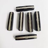 6 porte-couteaux bois et métal argenté ciselé