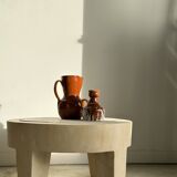Coffee table, quadripod coffee table in solid monoxyl wood, white color D: 62.5cm