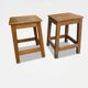 Pair of low stools in solid oak