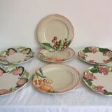 2 assiettes vintage barbotine raisin signées Francesco Guarino