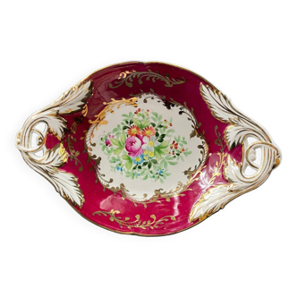 Plat oblong en porcelaine de Paris Sèvres à décor floral de style Louis XV