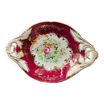 Oblong dish in Paris Sèvres porcelain with Louis XV style floral decoration