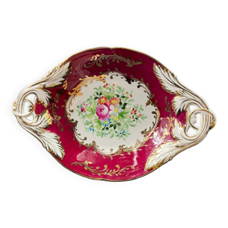 Oblong dish in Paris Sèvres porcelain with Louis XV style floral decoration