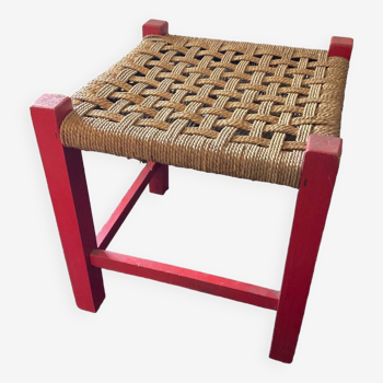 Vintahe stool in wood and rope for children
