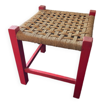 Vintahe stool in wood and rope for children