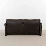 Brown leather 2-seater sofa Cassina Maralunga by Vico Magistretti