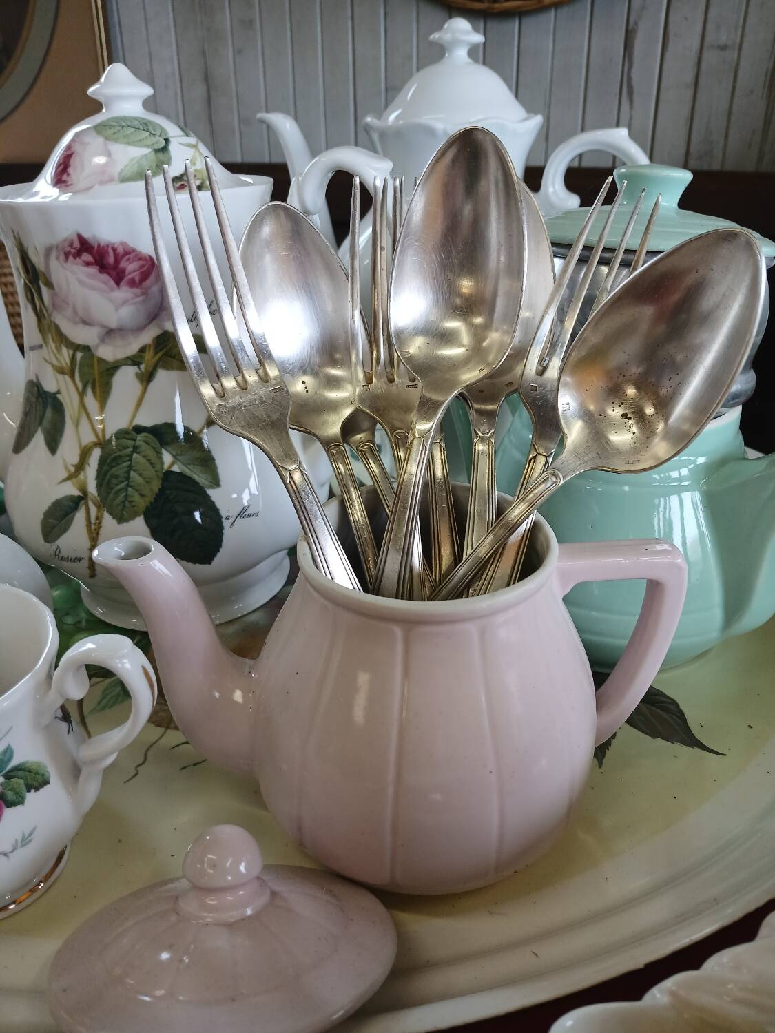 Set of 10 antique silver-plated cutlery