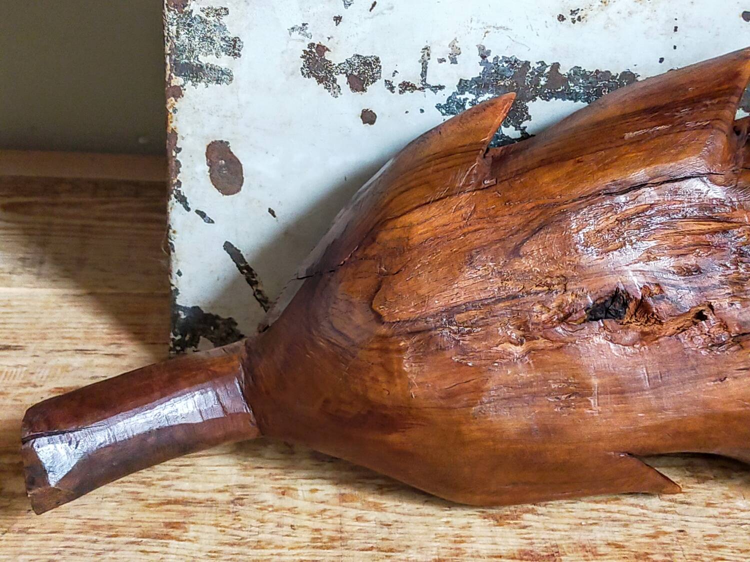 Antique XXL carved solid wood leaf cutter