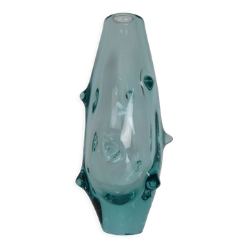 Vintage Glass Vase by Miroslav Klinger for Zelezny Brod Glasswork,1960's.