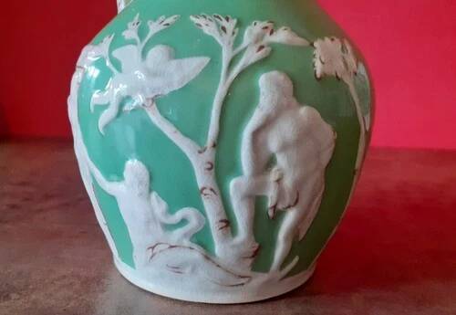 Green ceramic jug