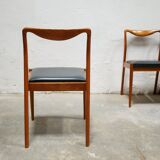 Series of 4 vintage Scandinavian chairs in teak and skaï
