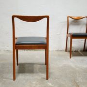 Series of 4 vintage Scandinavian chairs in teak and skaï