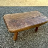Brutalist style solid wood low stool