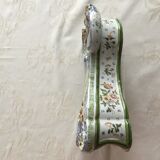 Vintage table clock, earthenware, Rouen décor