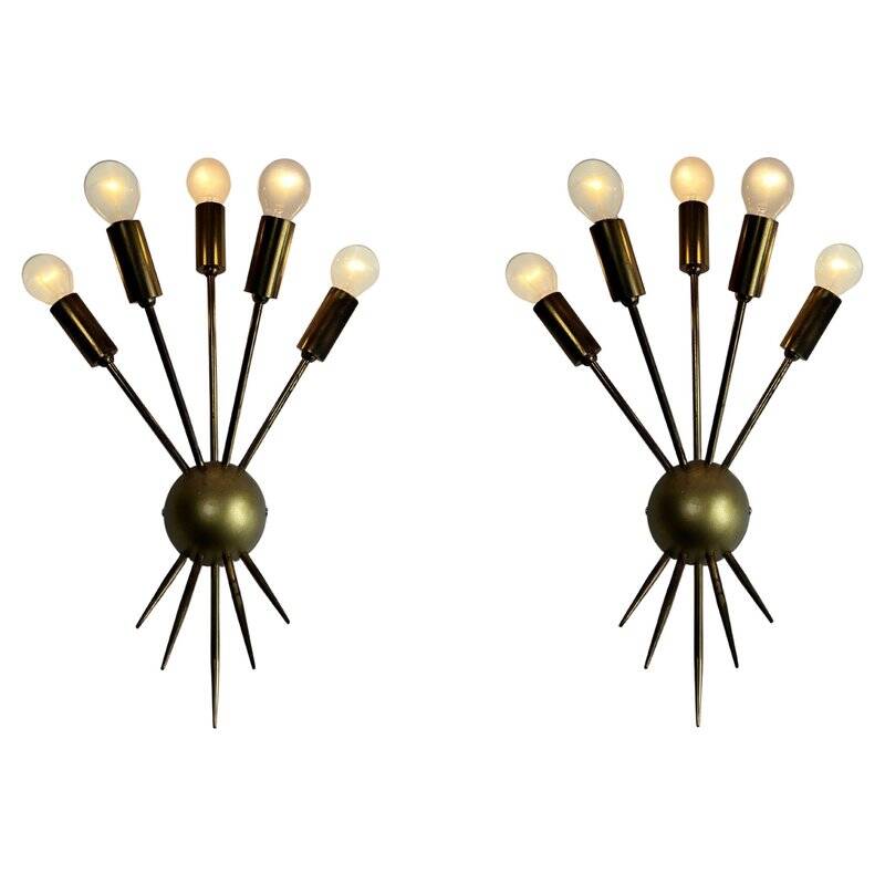 Mid-Century Modern Italian Wall Lights from Stilnovo, 1950s, Set of 2