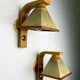 Pair of Italian "Cocoon" wall lights, resin and pine wood, circa 1970s