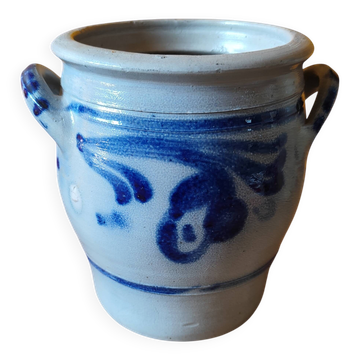 Blue and grey glazed stoneware pot from Alsace