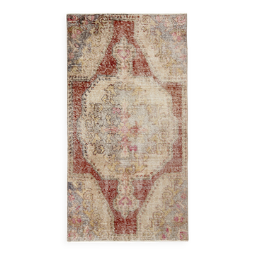 Vintage Red & Cream Oriental Turkish Rug, 110x199Cm