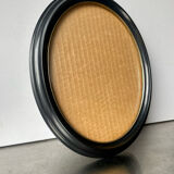 Oval bakelite black vintage frame with convex glass