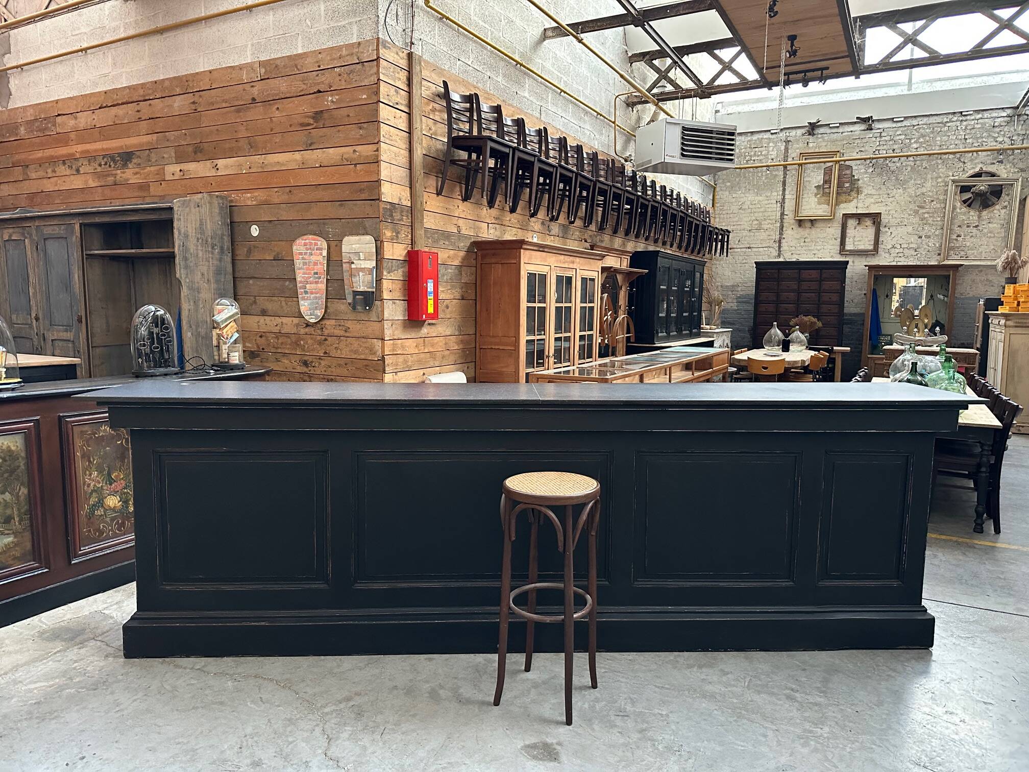 Huge bar counter covered in blue stone
