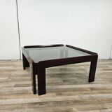 Vintage coffee table by Afra and Tobia Scarpa for Cassina with smoked glass