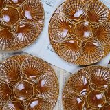 Set of 4 vintage Sicla Portugal oyster plates in earthenware