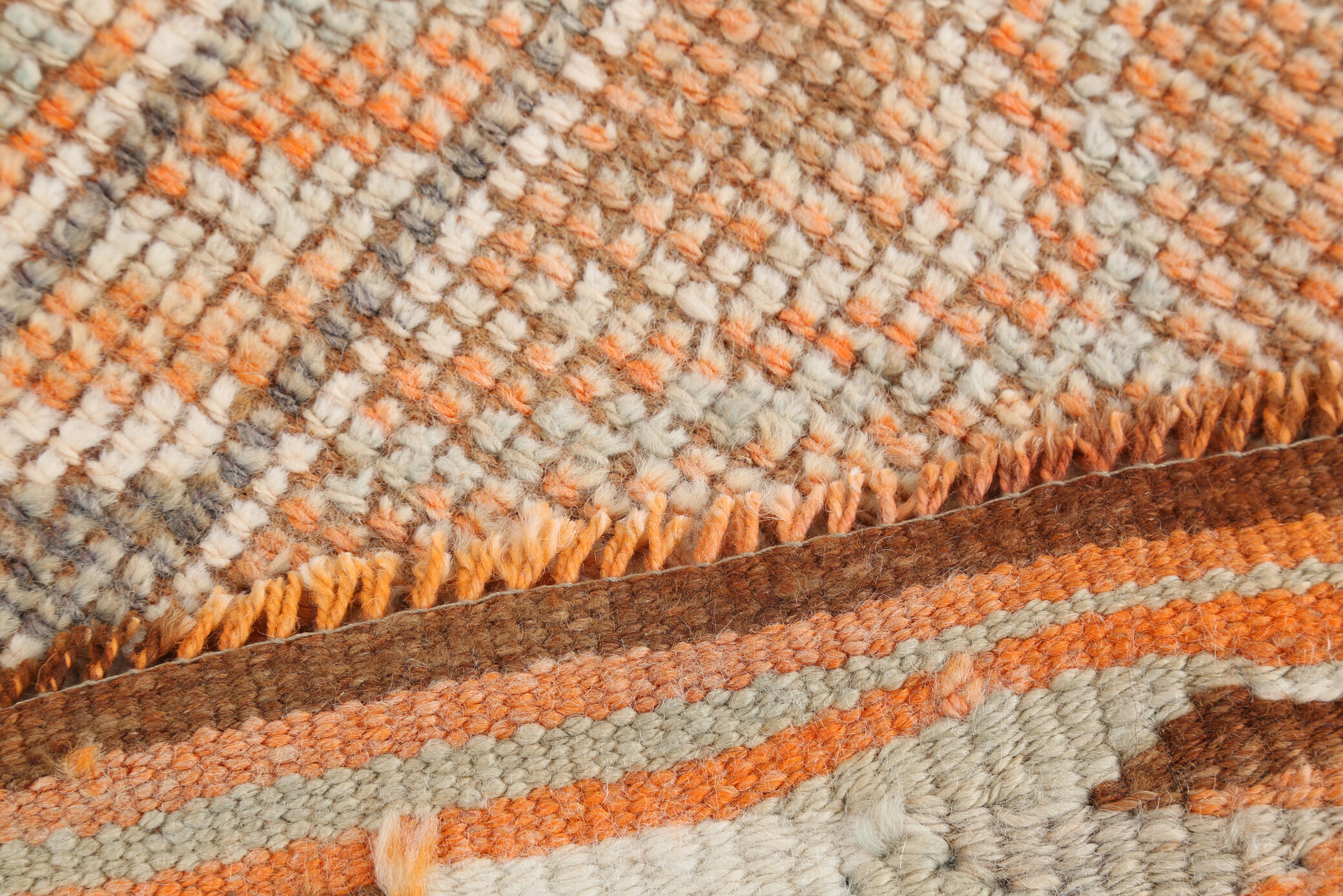 Pale orange herki runner rug 74x392cm