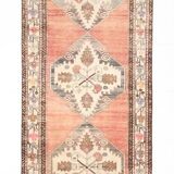 3x11 Red & Beige Oriental Vintage Runner Rug, 107x336Cm