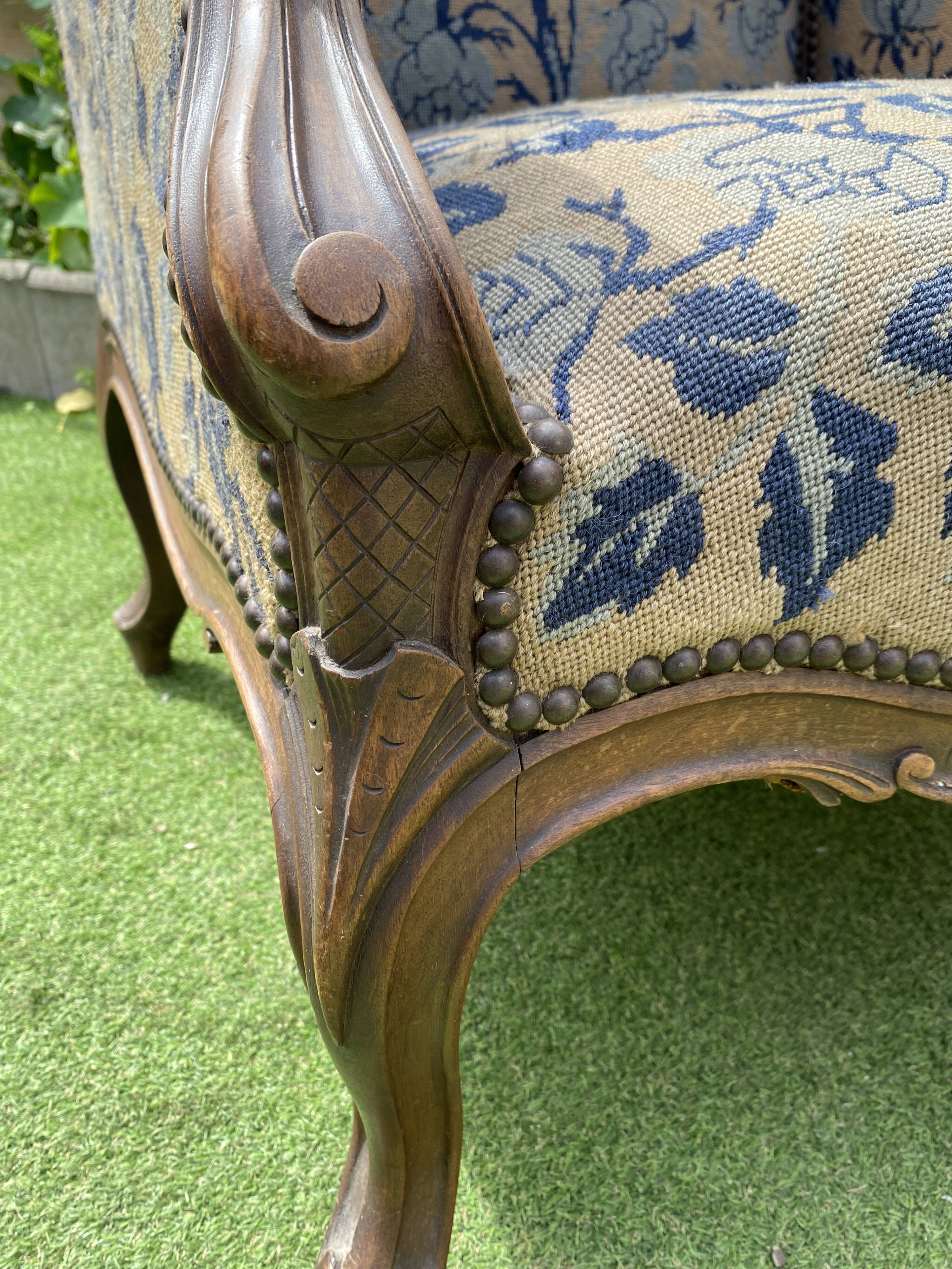 Louis XV style wingback armchair