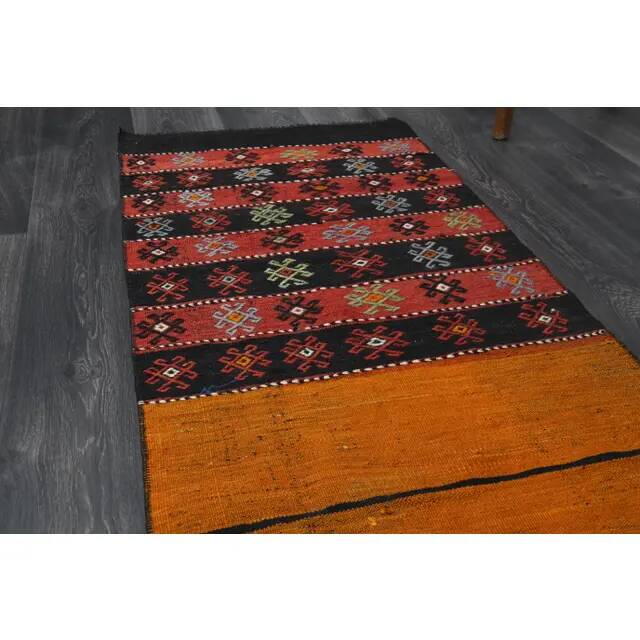 1970s Turkish Oushak Handmade Wool Cotton Red Runner Rug 65x229
