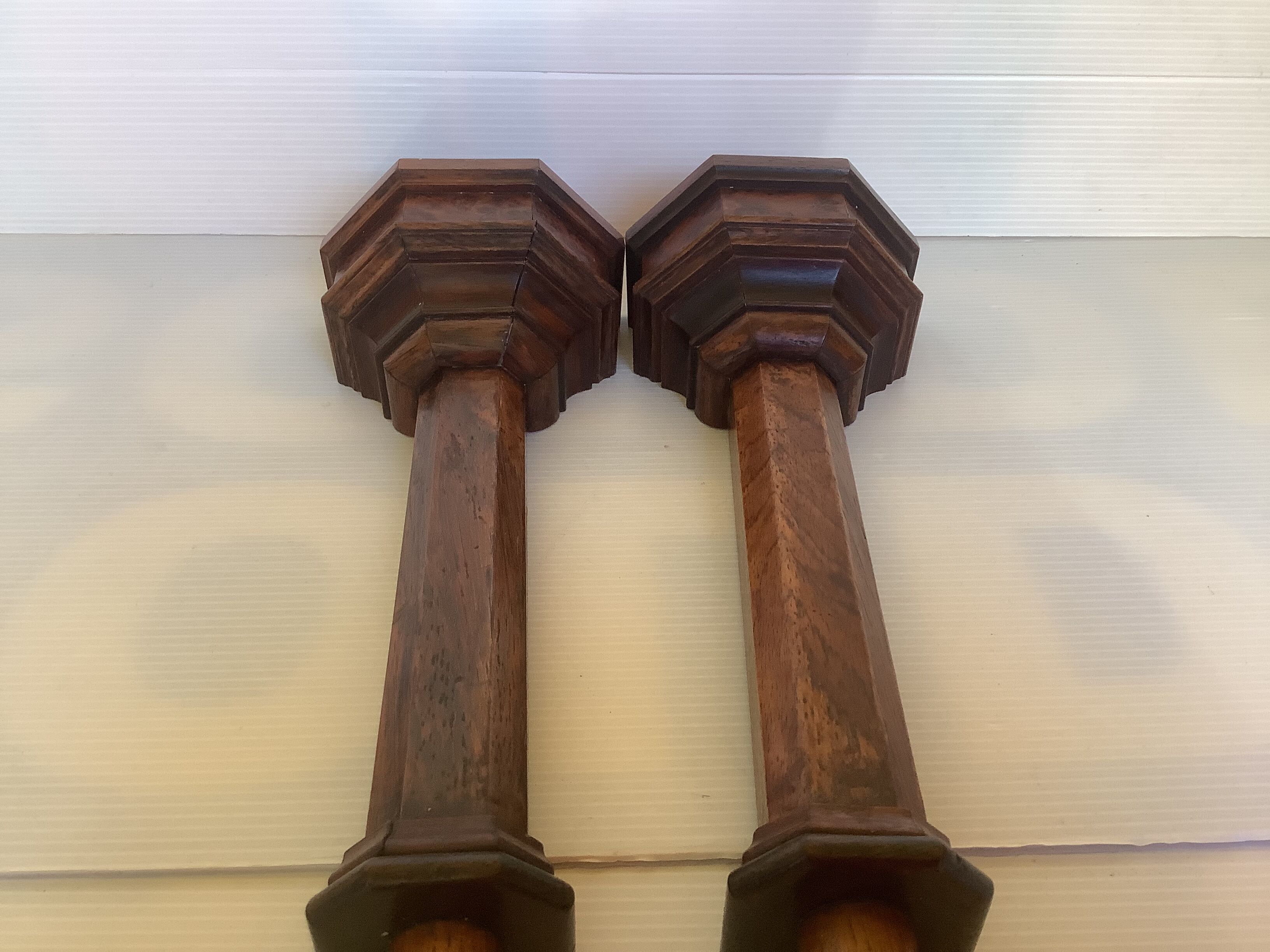 Pair of old candlesticks pic wooden candle
