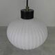 Vintage pendant lamp with white ribbed glass ball, 1960s
