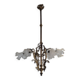 Old bronze chandelier 8 lights, 128cms h