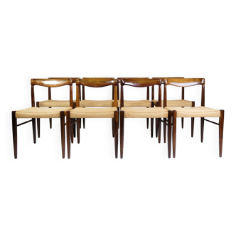 Ensemble de 8 chaises de salle à manger fabriquées en palissandre par Henry W. Klein et réalisées par Bramin à partir des années 1960