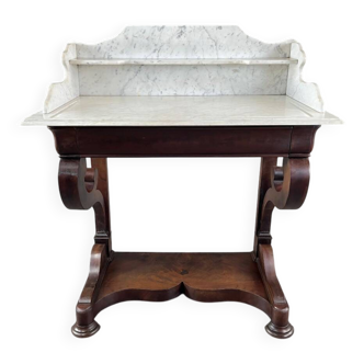 Mahogany and White Marble Vanity Console, Louis-Philippe Period, 19th Century