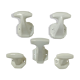 Five art deco white porcelain hooks