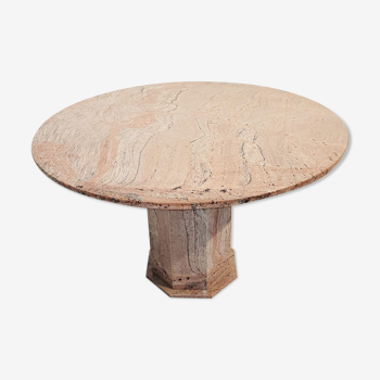 Table centrale ronde vintage en granit, années 1970