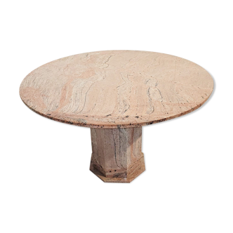 Vintage round granite center table, 1970s