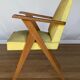 Armchair 1960 french work seat yellow compass feet