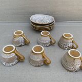 Service à café en grès niderviller modèle fauve - vintage - décor main