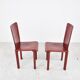 Lot de 6 chaises de salle à manger en cuir rouge fabriquées en Italie, années 1980
