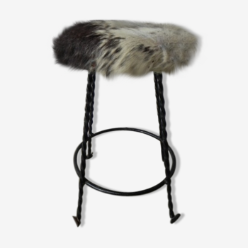 Stool lined cowhide vintage