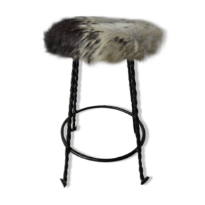 Tabouret vintage bordée - peau