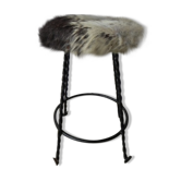 Tabouret vintage bordée de peau de vache