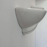 Pair of vintage porcelain wall lights, white, France 1970