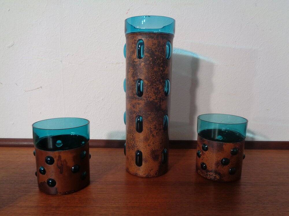 Copper and Glass Set by Nanny Still for Raak Amsterdam, 1970s, Set of 5