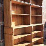 Pine bookcase (251 x 49 x height 288 cm)