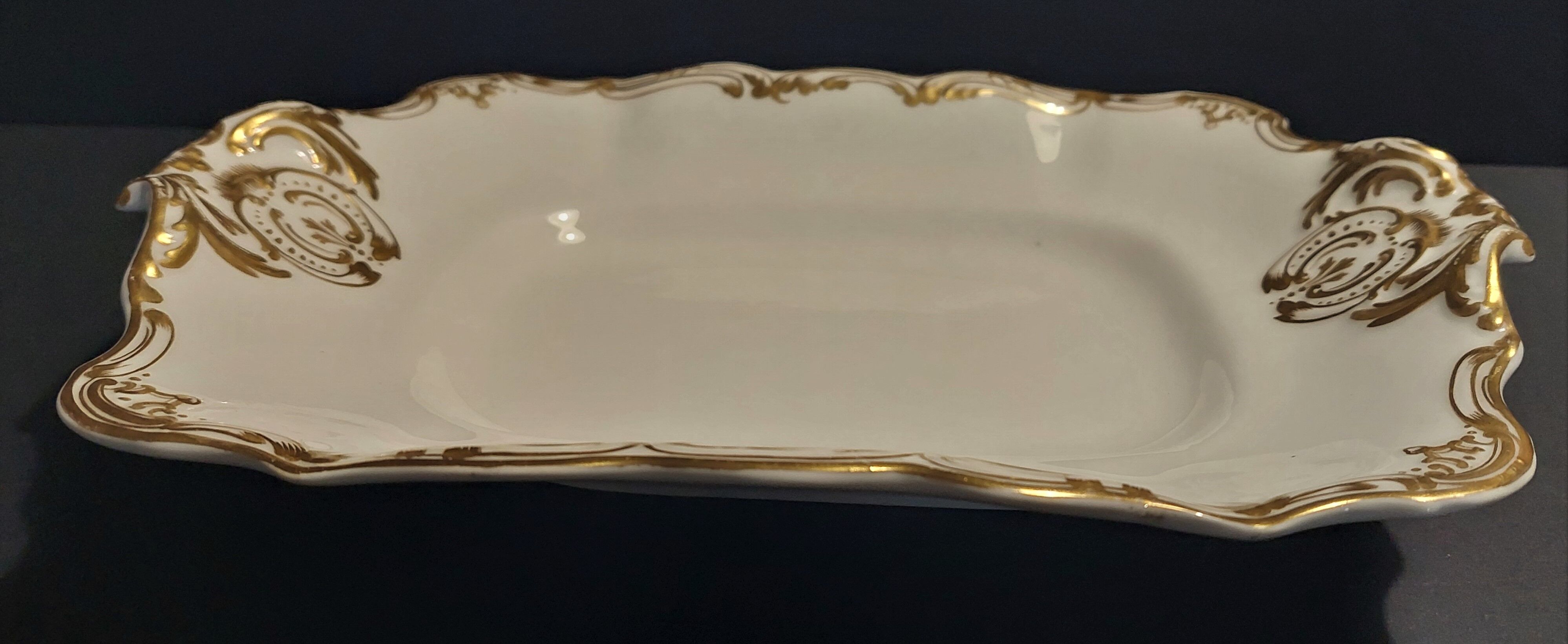 English porcelain dish Copeland white and gold décor