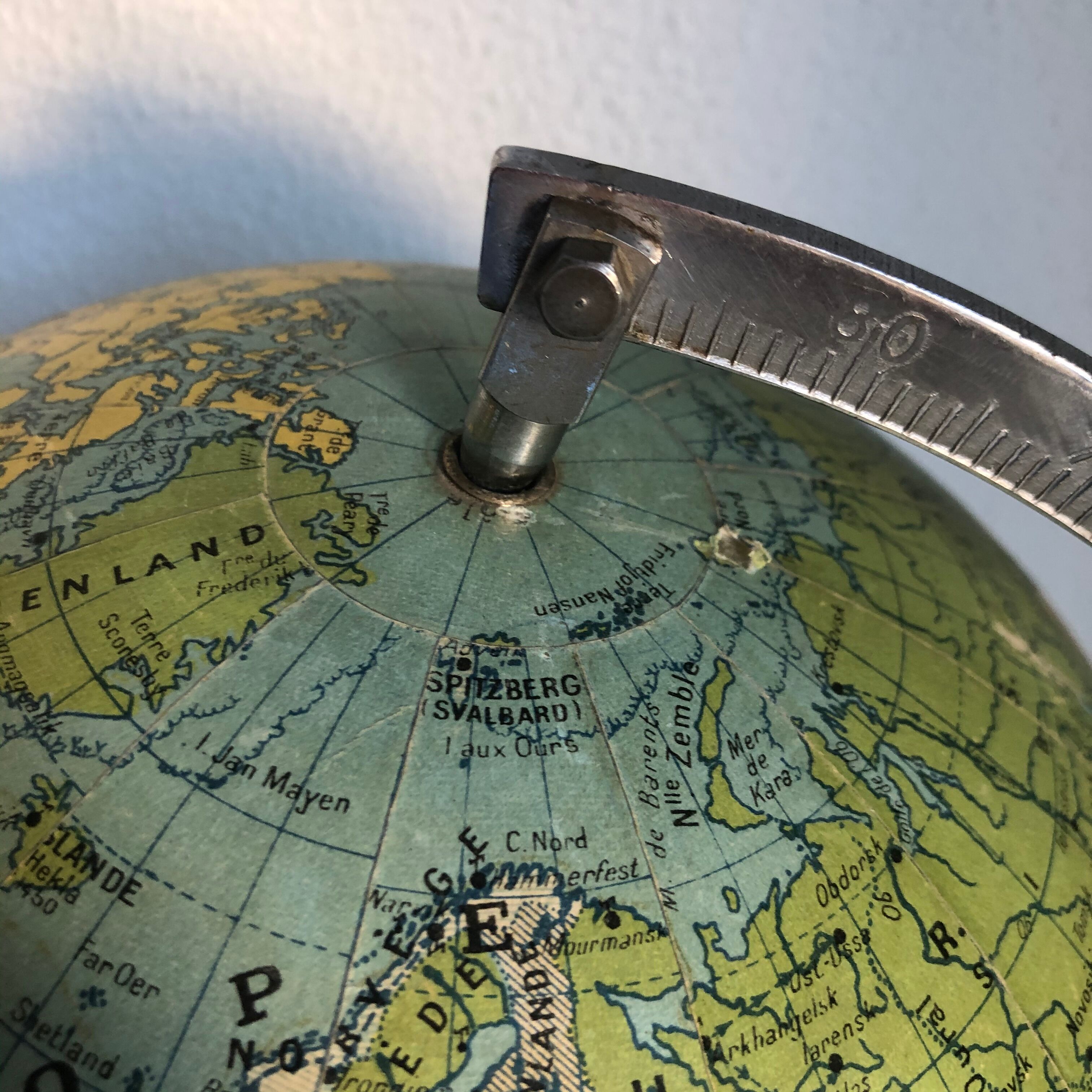 Globe Earth Vindrinet vintage marble glass 1940 - 36 cm