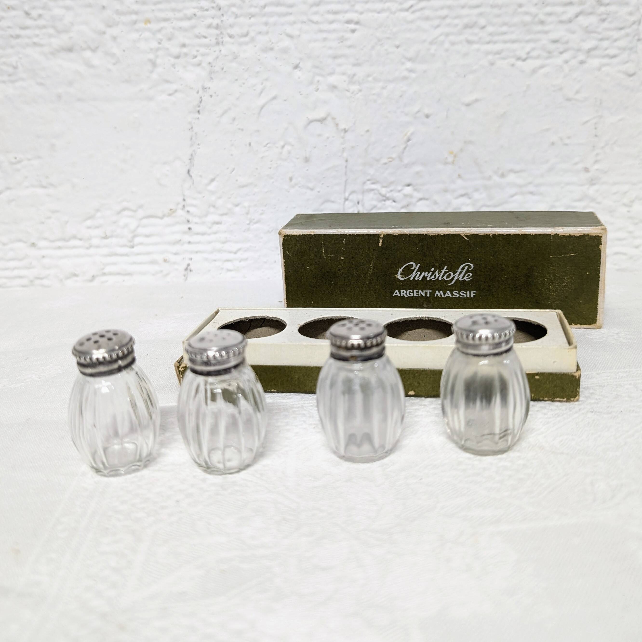 Set of 4 Christofle salt cellars - Glass and solid silver